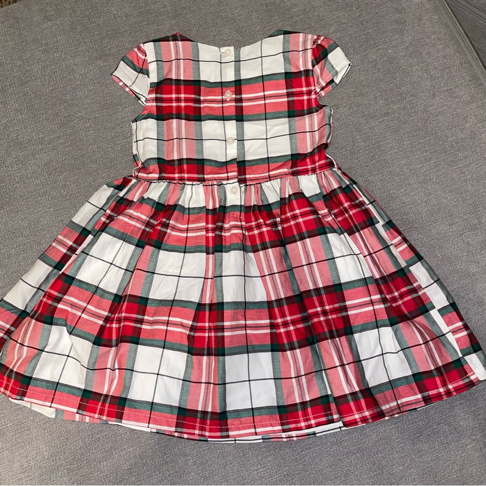 Carter's 3T Red Green Plaid Christmas Holiday Toddler Girl Dress Cap Sleeve - Picture 8 of 8